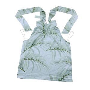 Tropical Palm Print Halter Top Tie Back Detail Summer Crop Tank Size XL‎